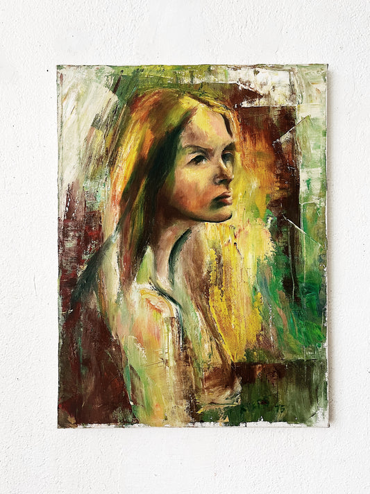 Vintage 1970s Portrait Painting