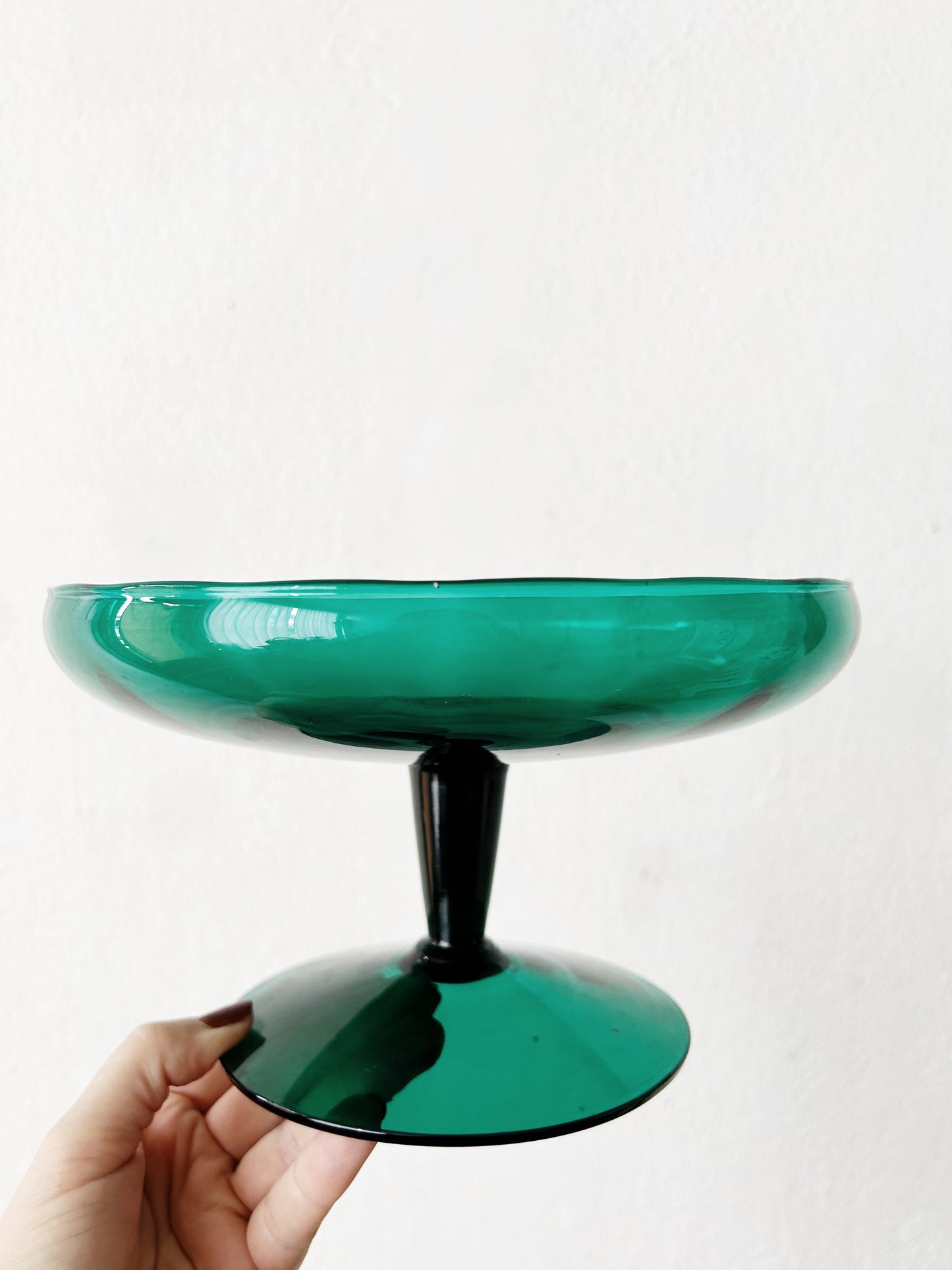 Vintage Blown Glass Pedestal Dish