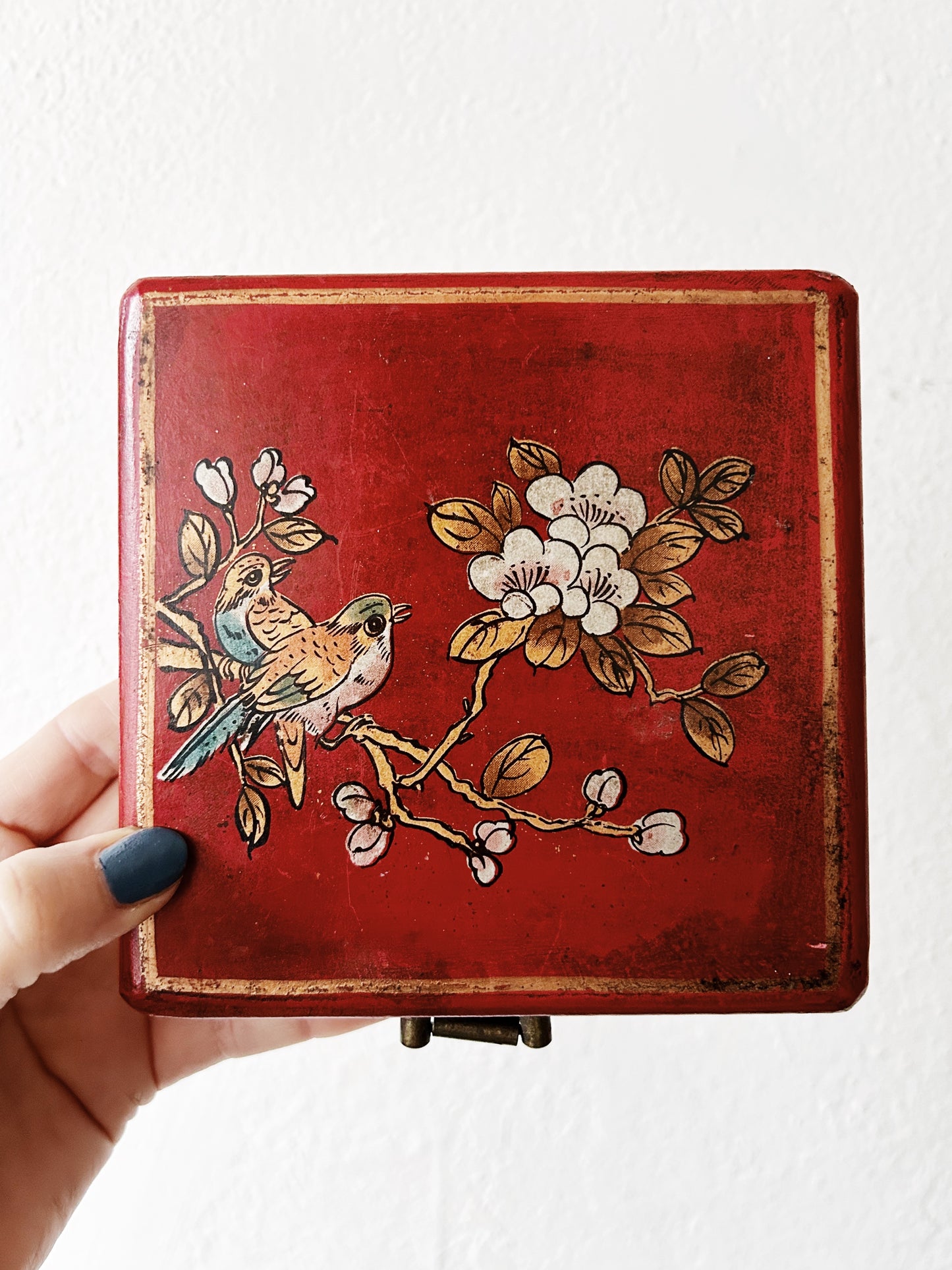 Vintage Wood Box with Coasters