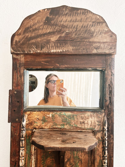 Antique Handmade Wood Folk Shelf/ Entry Stand Mexico