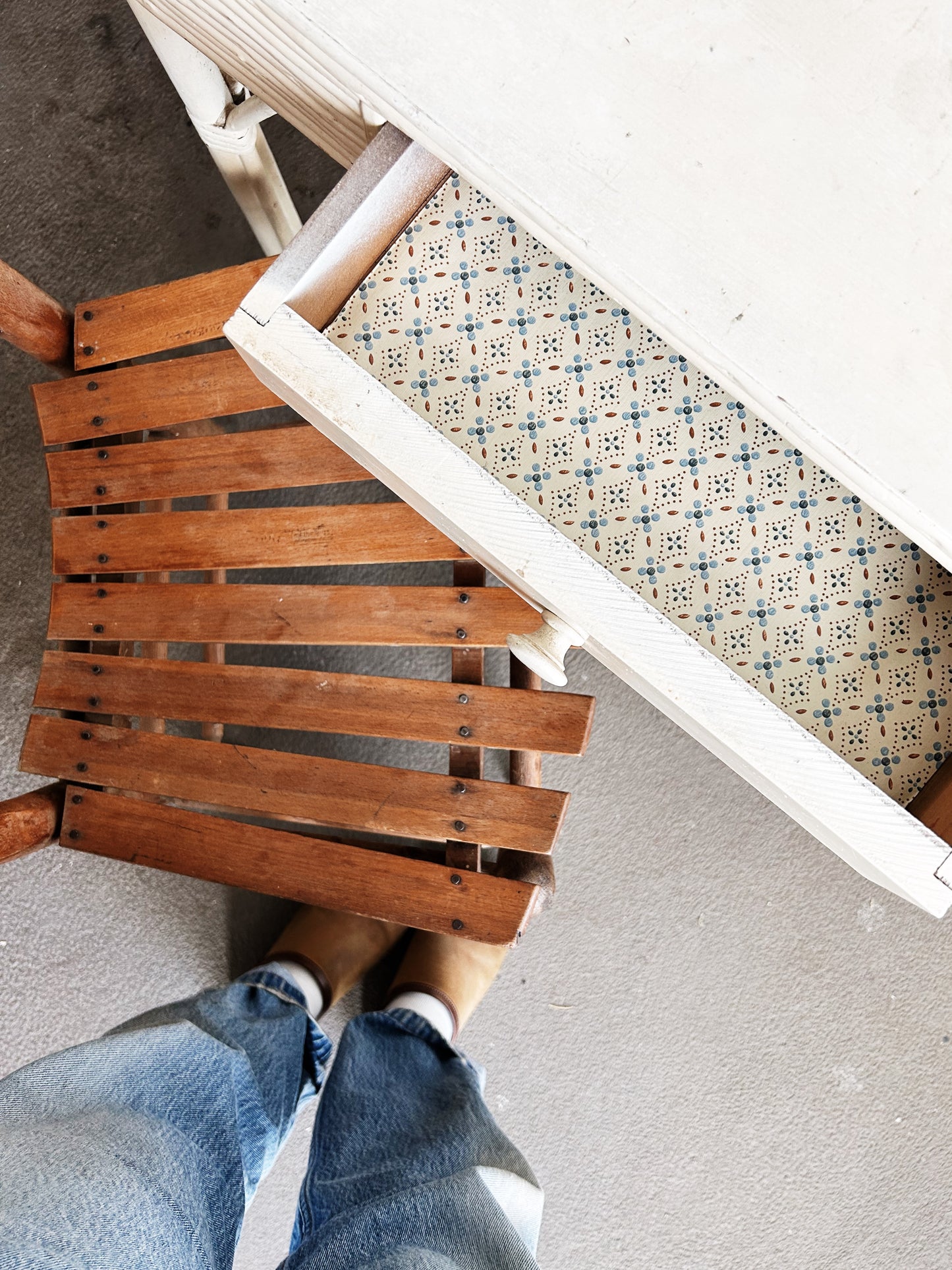 Antique Bamboo and Wood Painted Desk