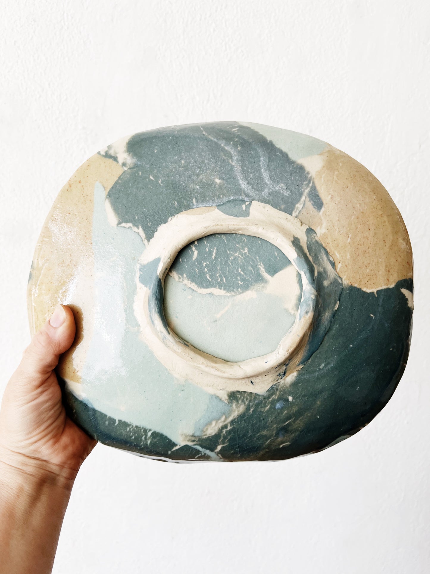 Handmade Marbled Ceramic Shallow Bowl