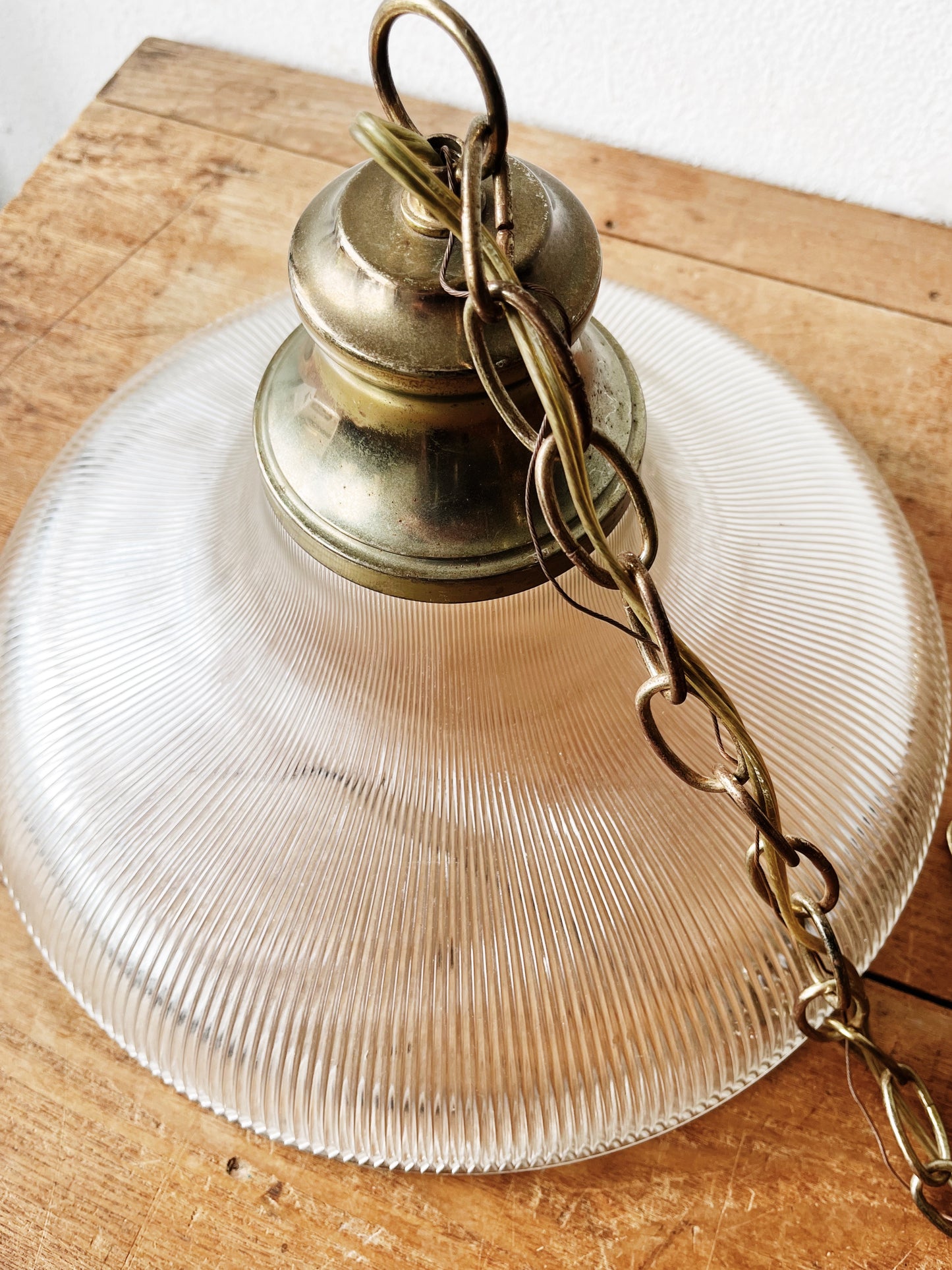 Vintage Reed Glass Pendant Lamp