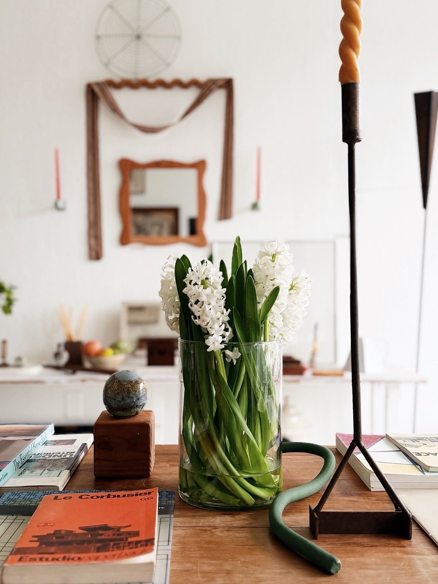 Tall Copper and Iron Candlestick