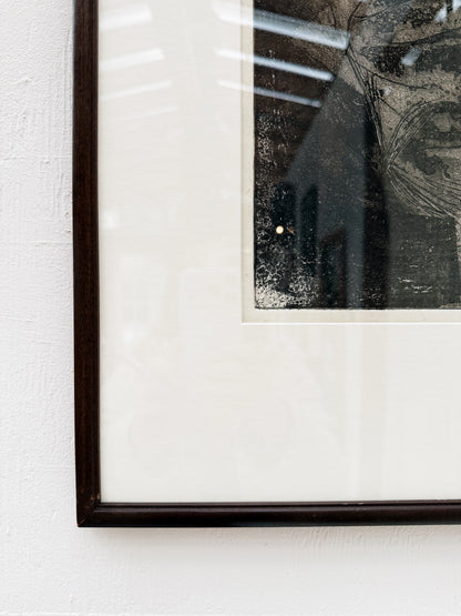 Vintage Modernist Bird Etching