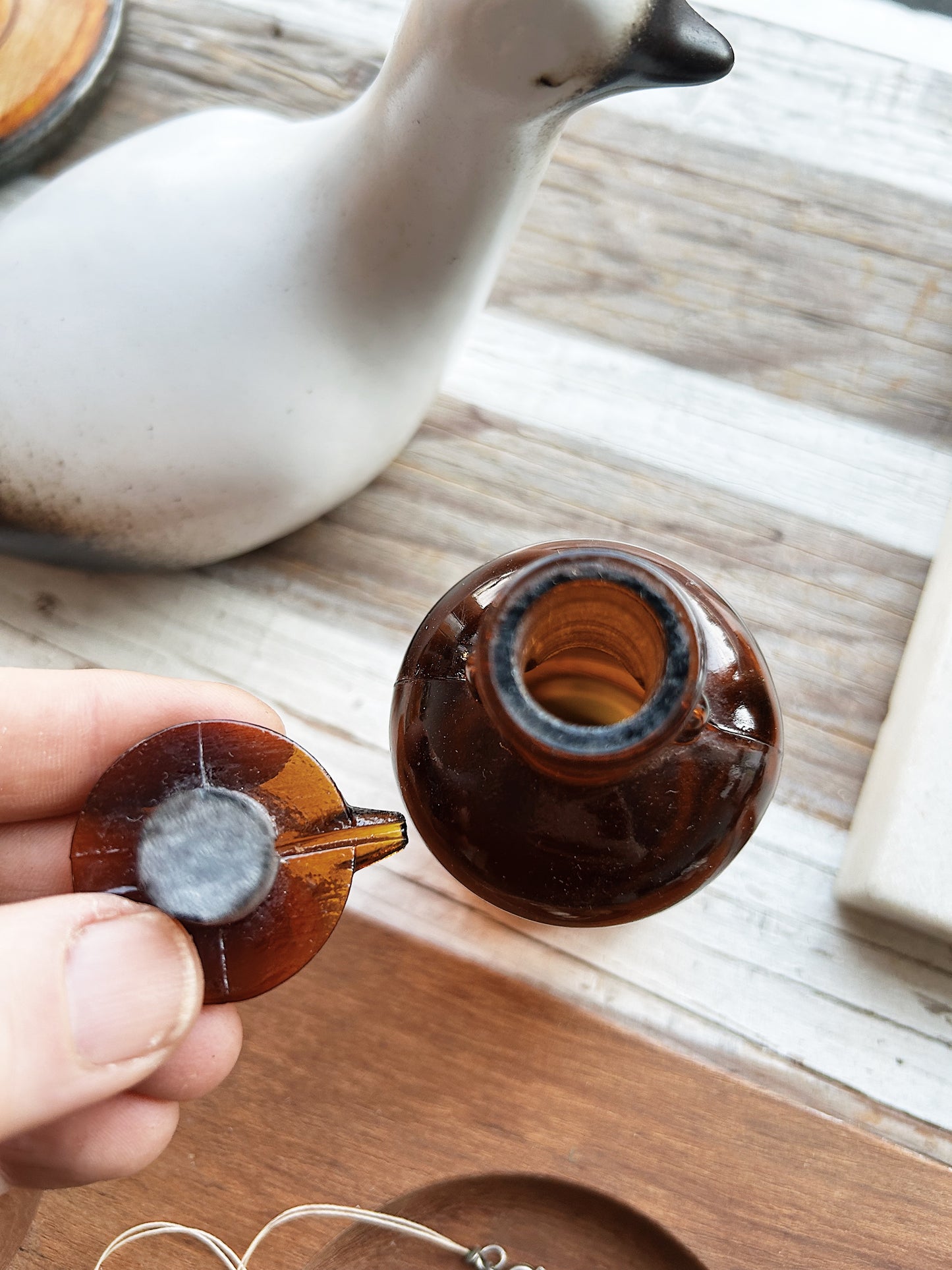 Antique Amber Apothercary Pourer
