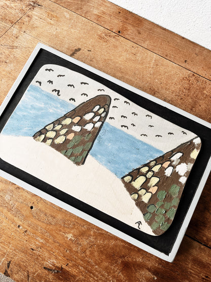 Vintage Allen Cook Ceramic Slab Painting