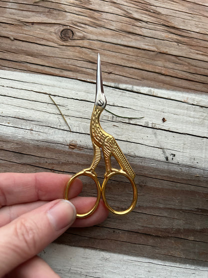Vintage Stork Embroidery Scissors