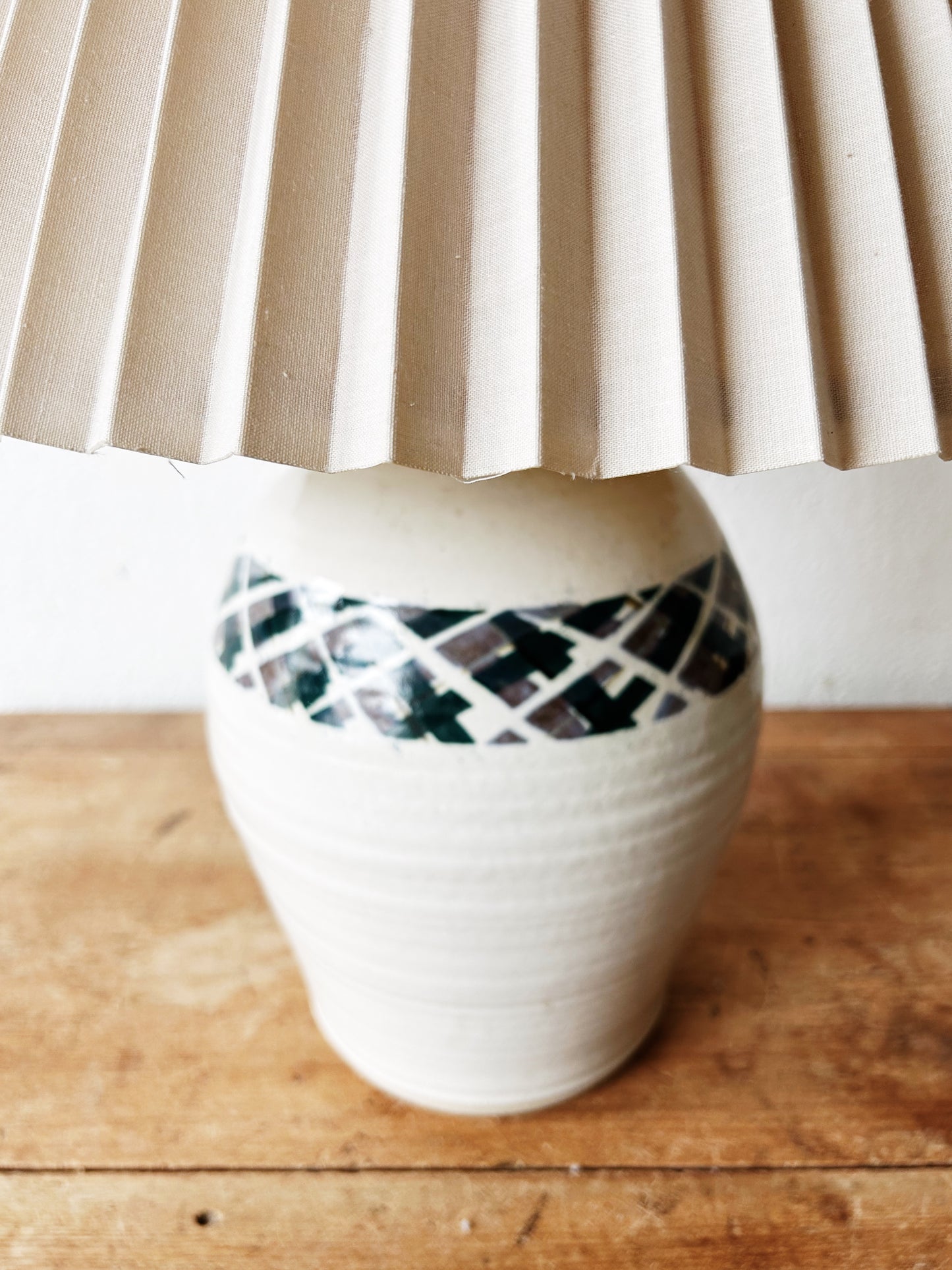 Vintage Pottery Lamp with Shade
