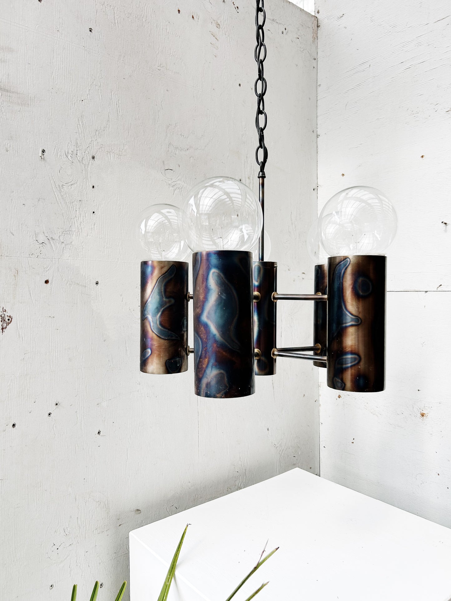 Spun Bronze Brutalist Chandelier