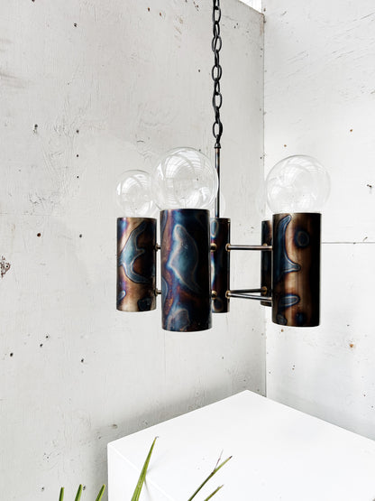Spun Bronze Brutalist Chandelier
