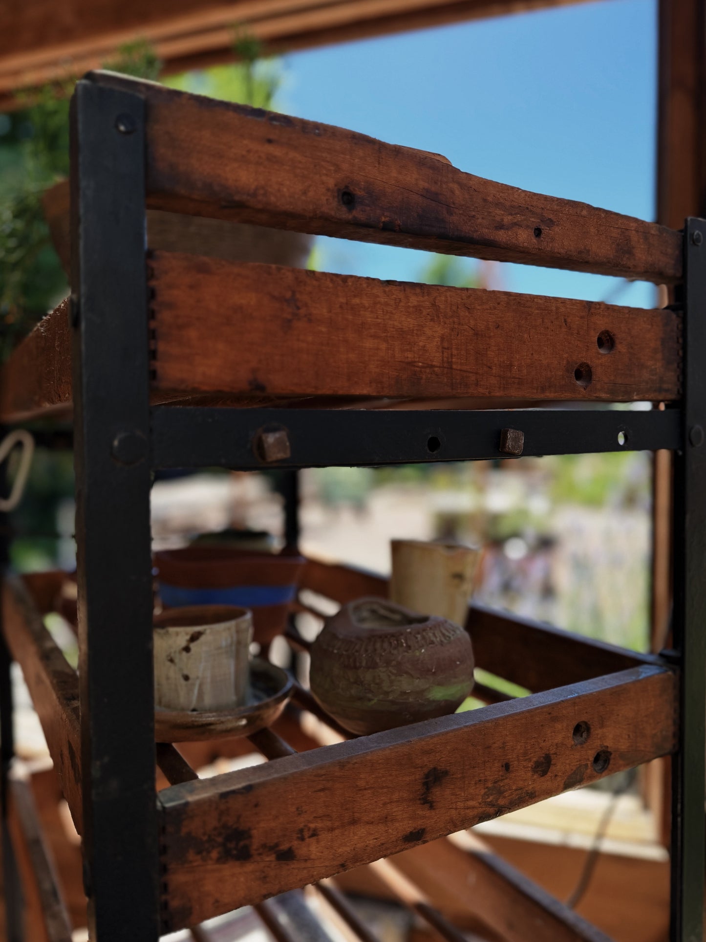 Antique Industrial Rolling Rack
