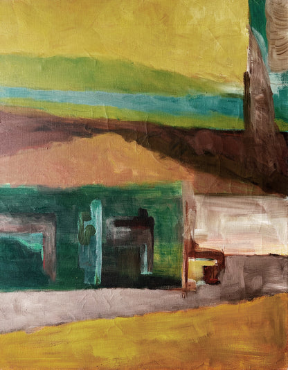 Large Vintage Abstract Oil Painting