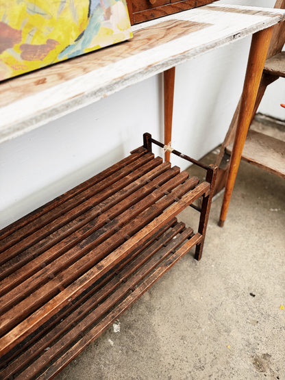 Vintage Wooden Slat Shelf