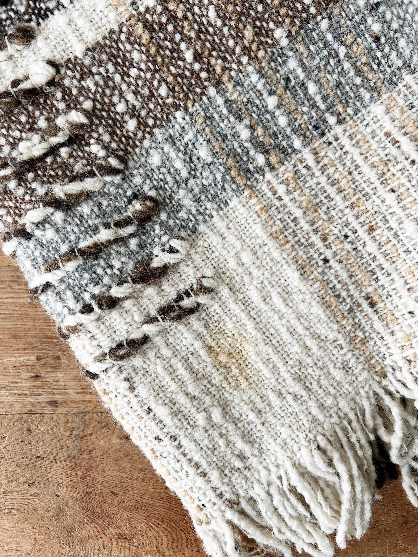 Vintage Woven Wool Throw Rug