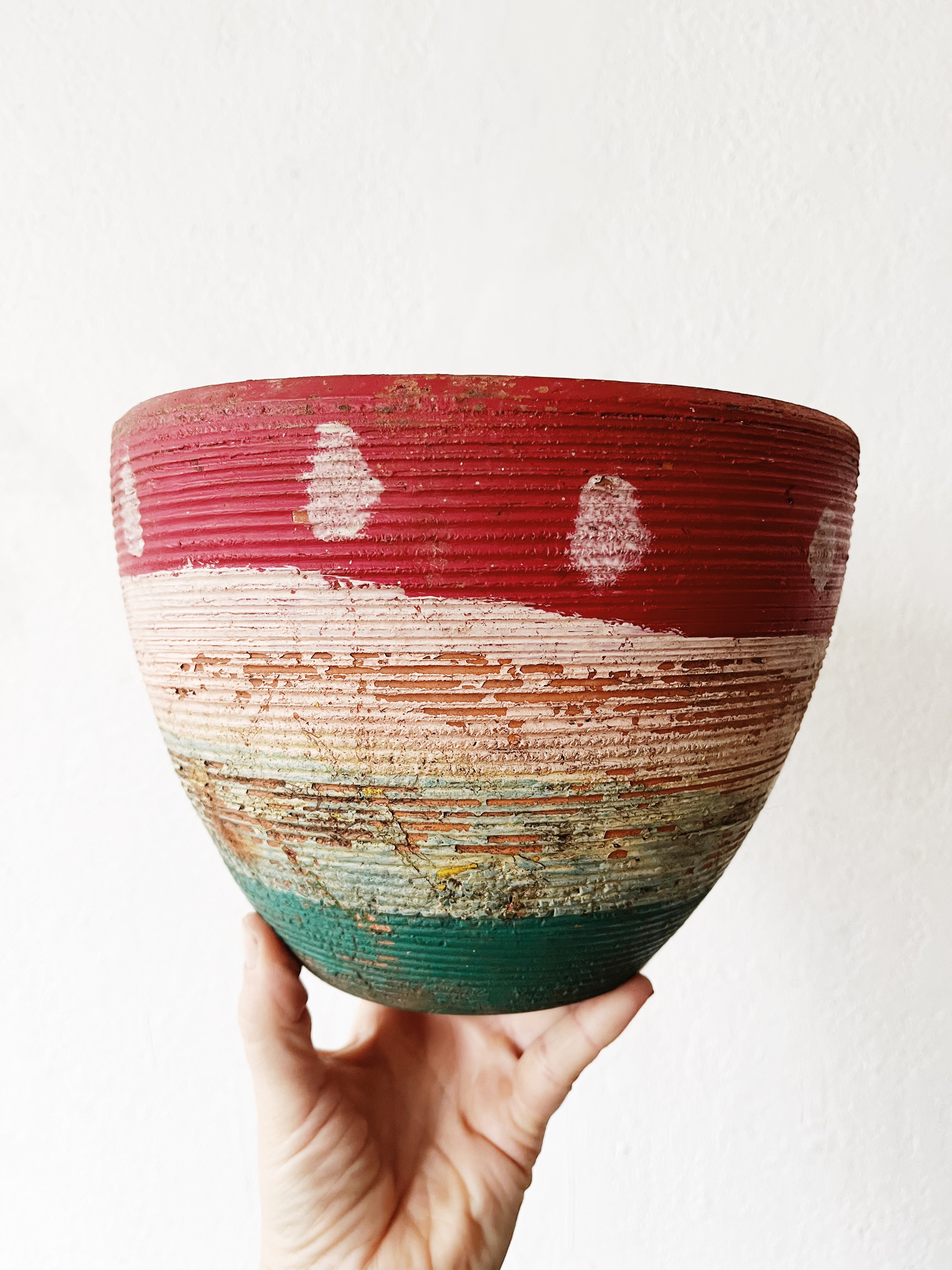 Vintage Painted Terra Pot - Thumbnail 3