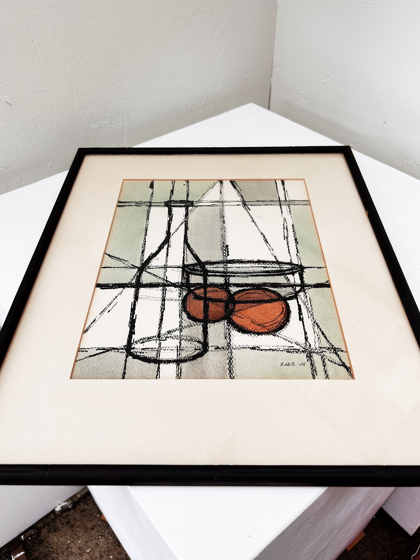 Vintage Original Hand Colored Abstract Still Life