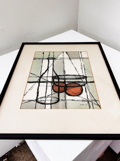 Vintage Original Hand Colored Abstract Still Life