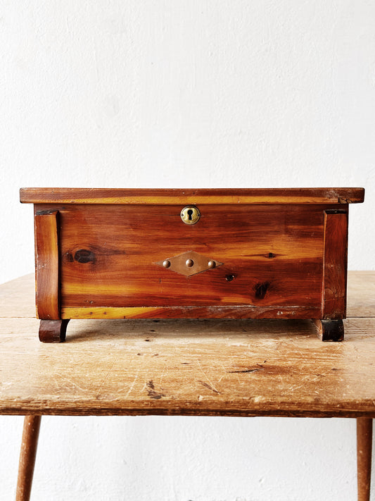 Vintage Cedar and Copper Tabletop Chest