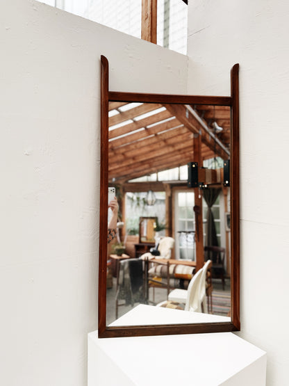 Large Vintage Mid Century Teak Mirror