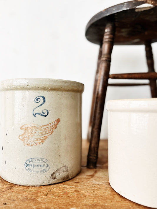 Antique Redwing Salt Crock Planter