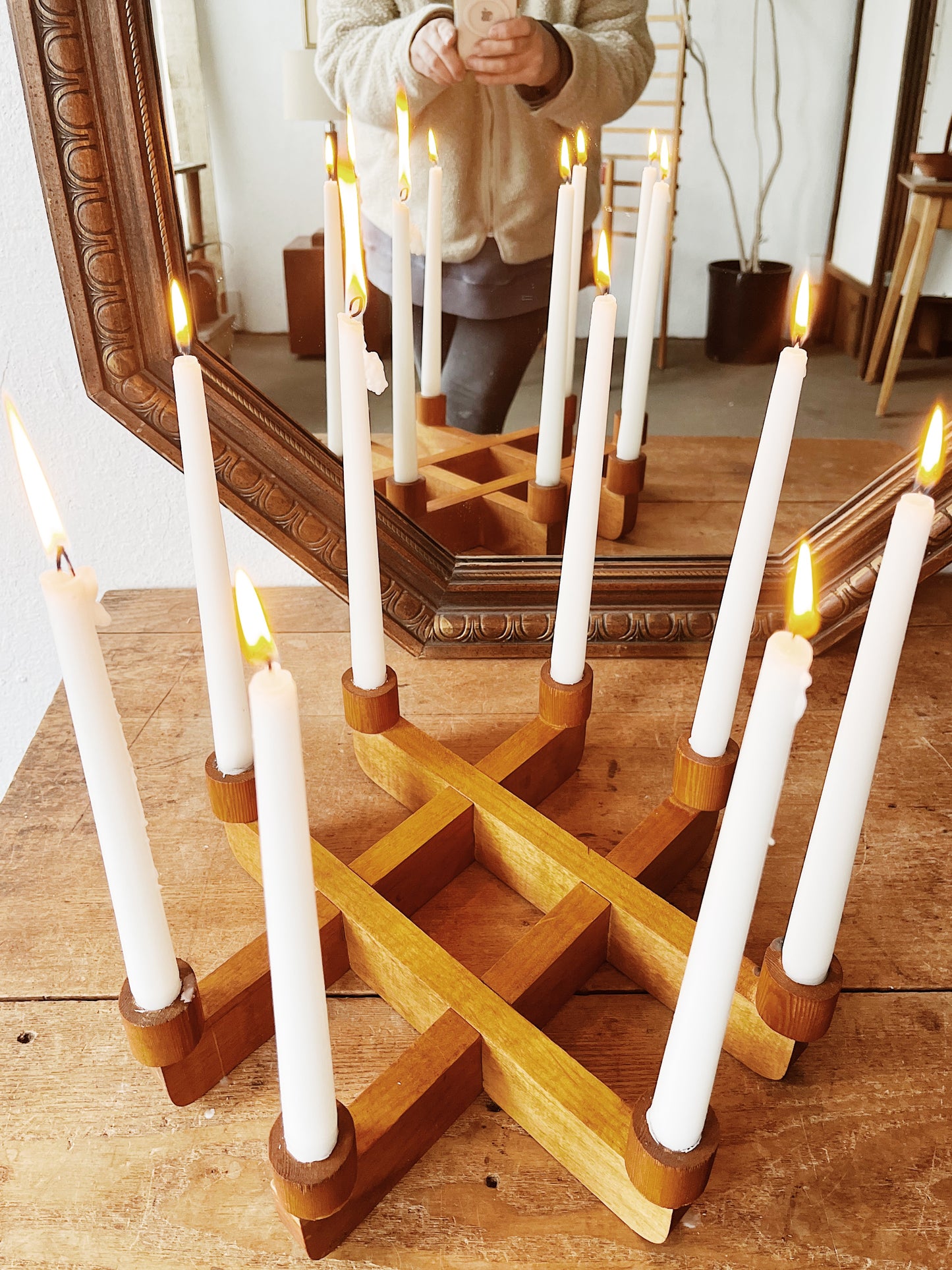 Handmade Swedish Folk Candelabra