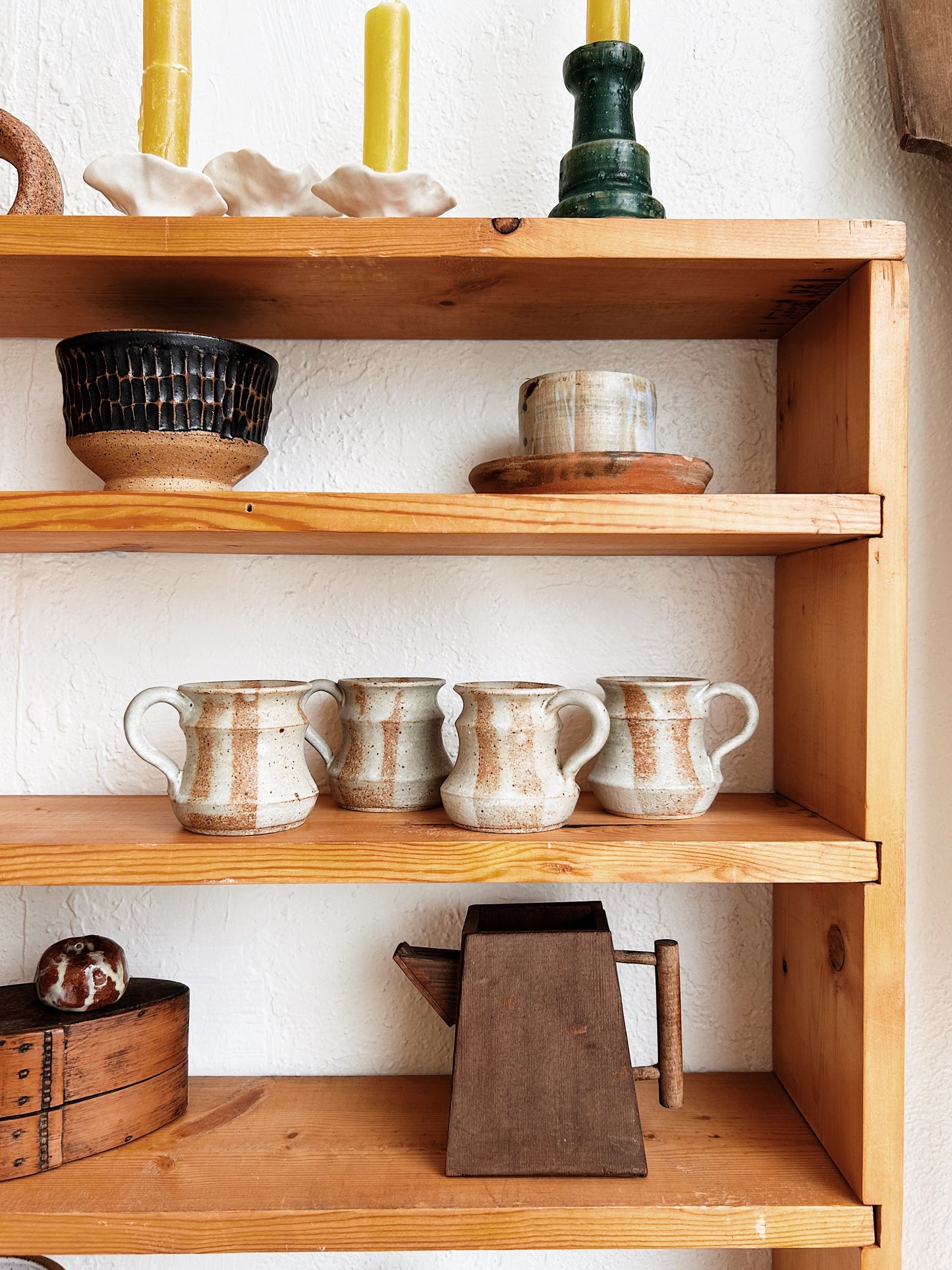 Pair Vintage Stoneware Espresso Cups