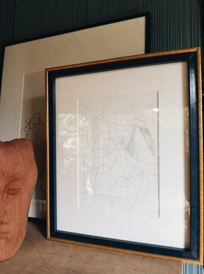 Original Vintage Abstract Pencil Sketch