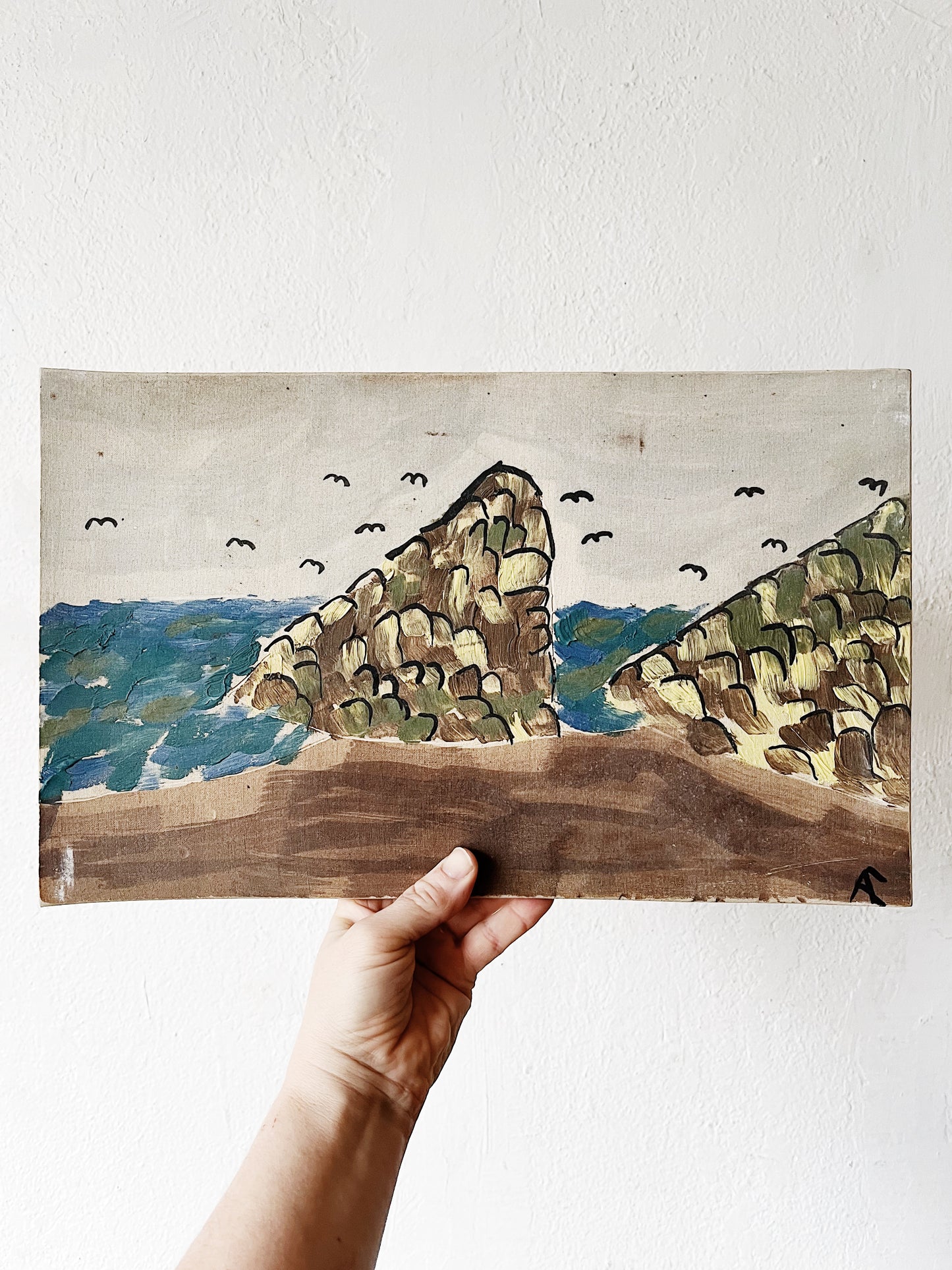 Vintage Allen Cook Ceramic Slab Painting