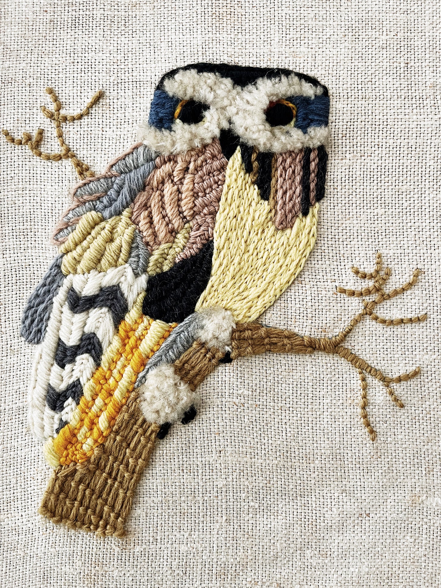Vintage Tufted Needlework Owl