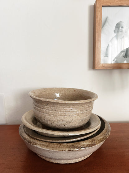 Vintage Handmade Pottery Dish Set of Five