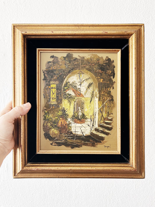 Vintage Courtyard Oil Painting
