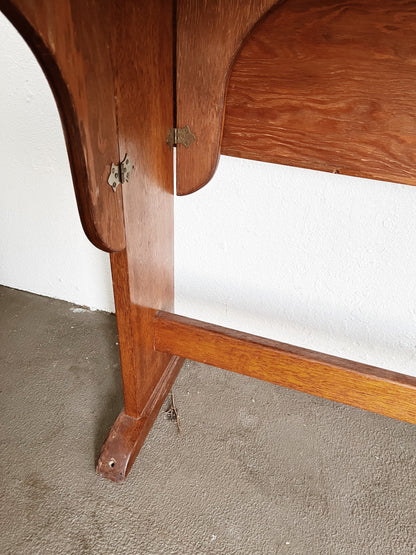 Antique Trestle Drop Leaf Table