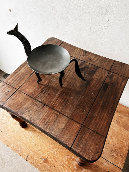 Iron Folk Art Catchall Dish or Candle Holder