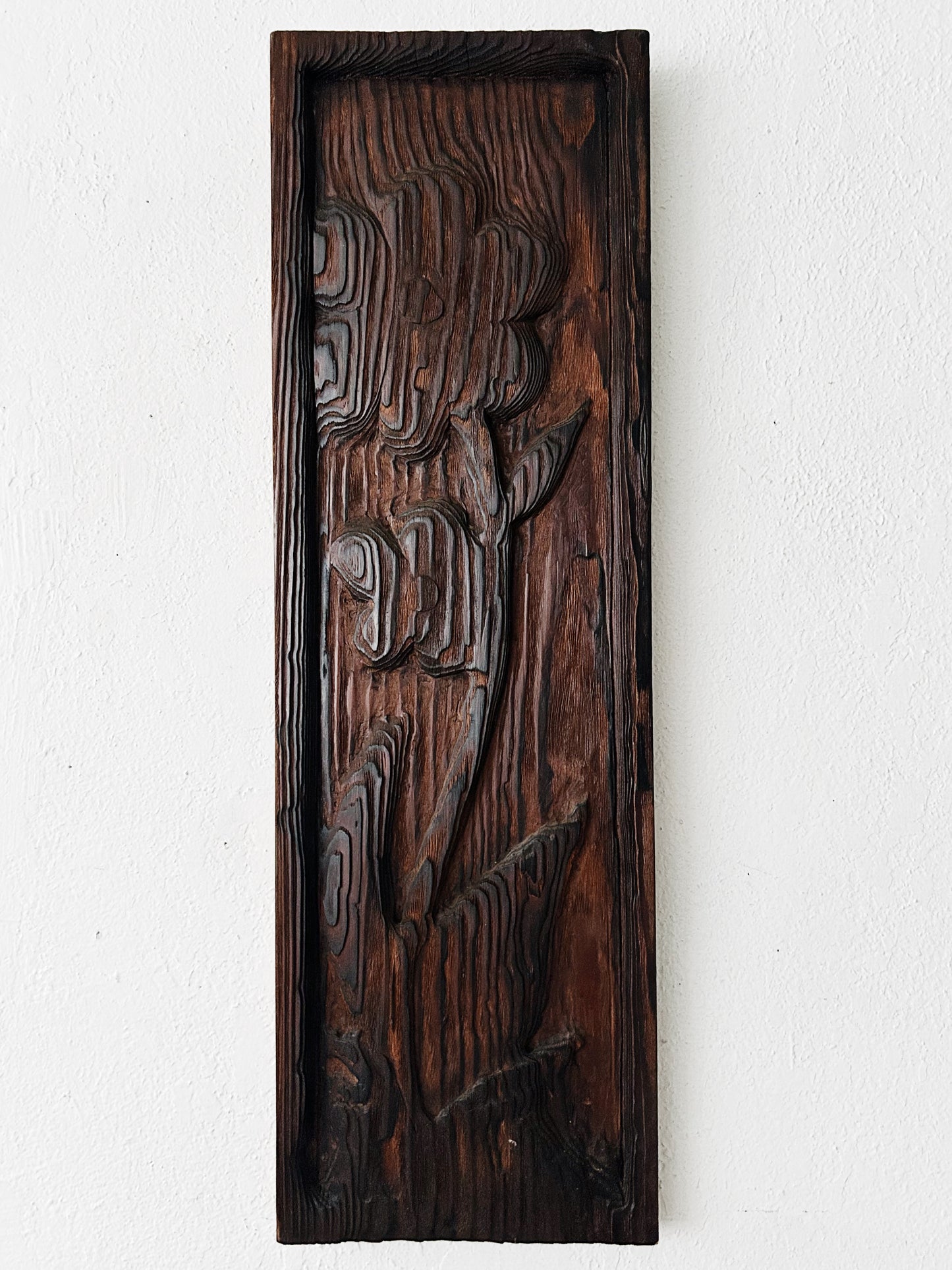 Large Vintage Carved Wood Panel
