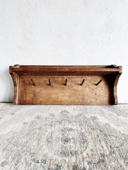 Primitive Wood Peg Rack with Shelf