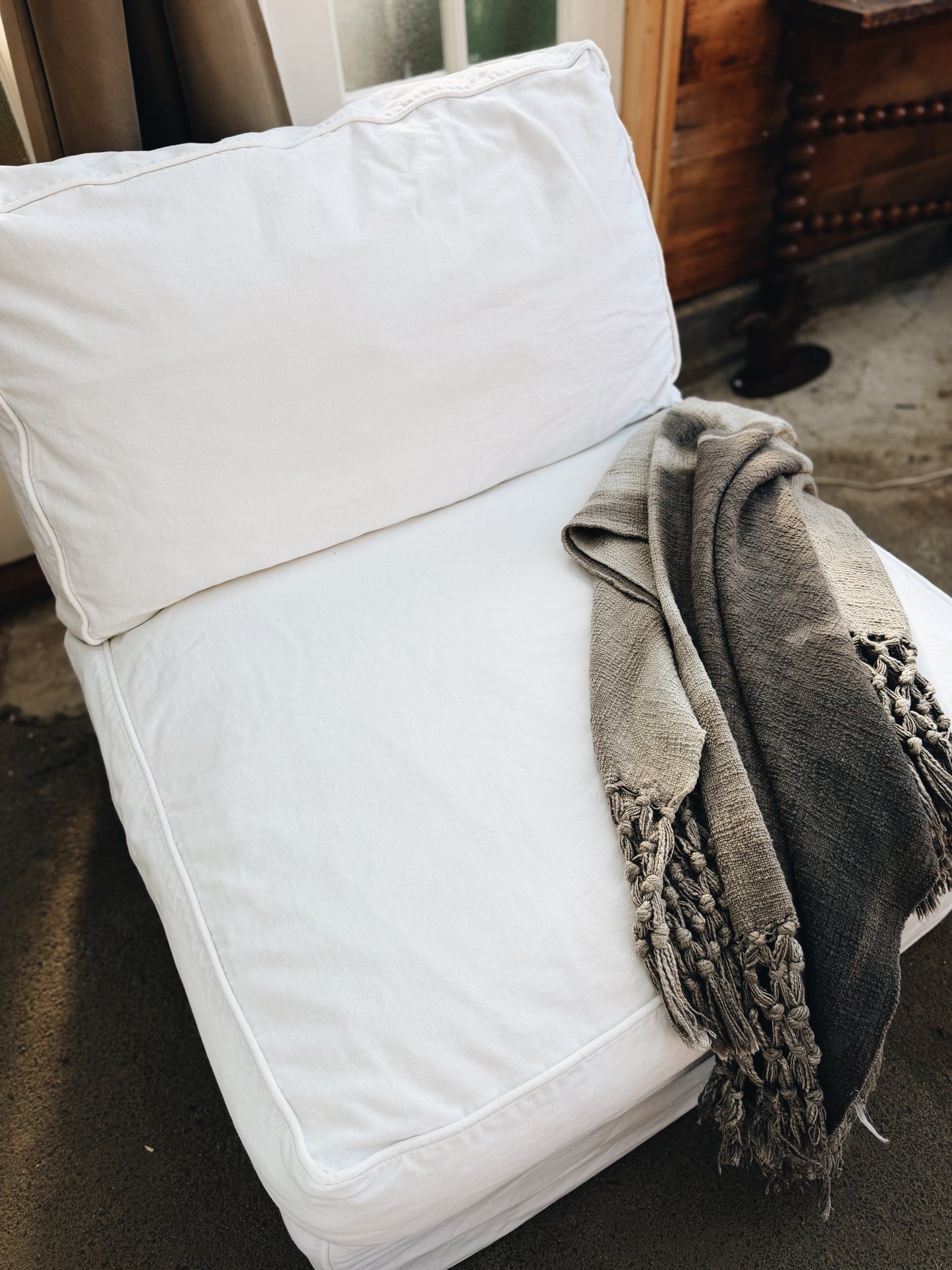 Cotton Slipcovered Sectional Couch