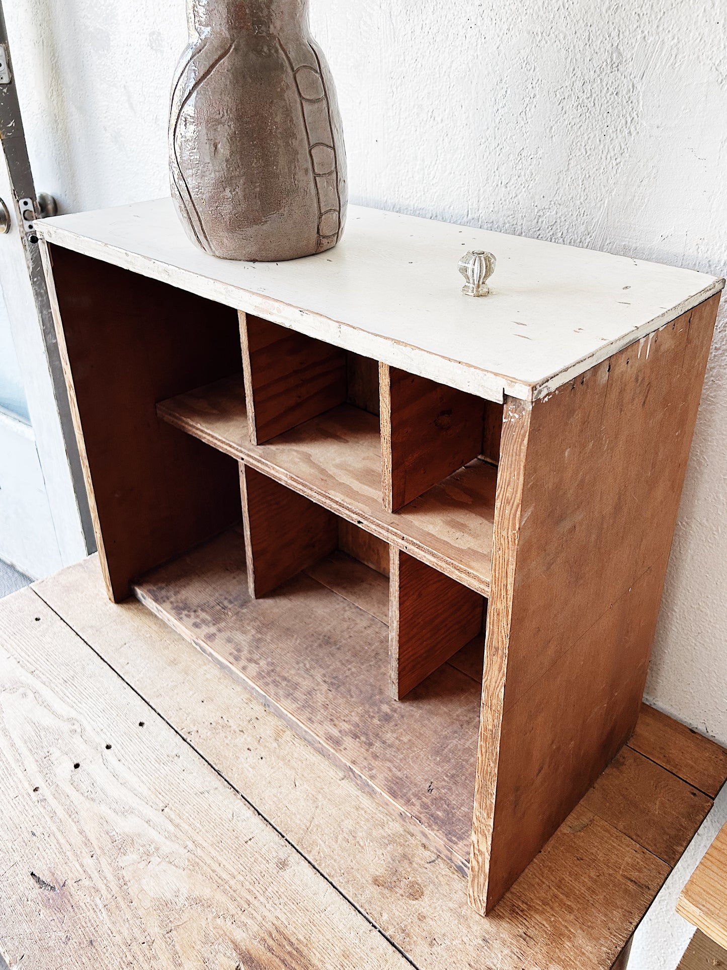 Vintage Wood Cubby Shelf