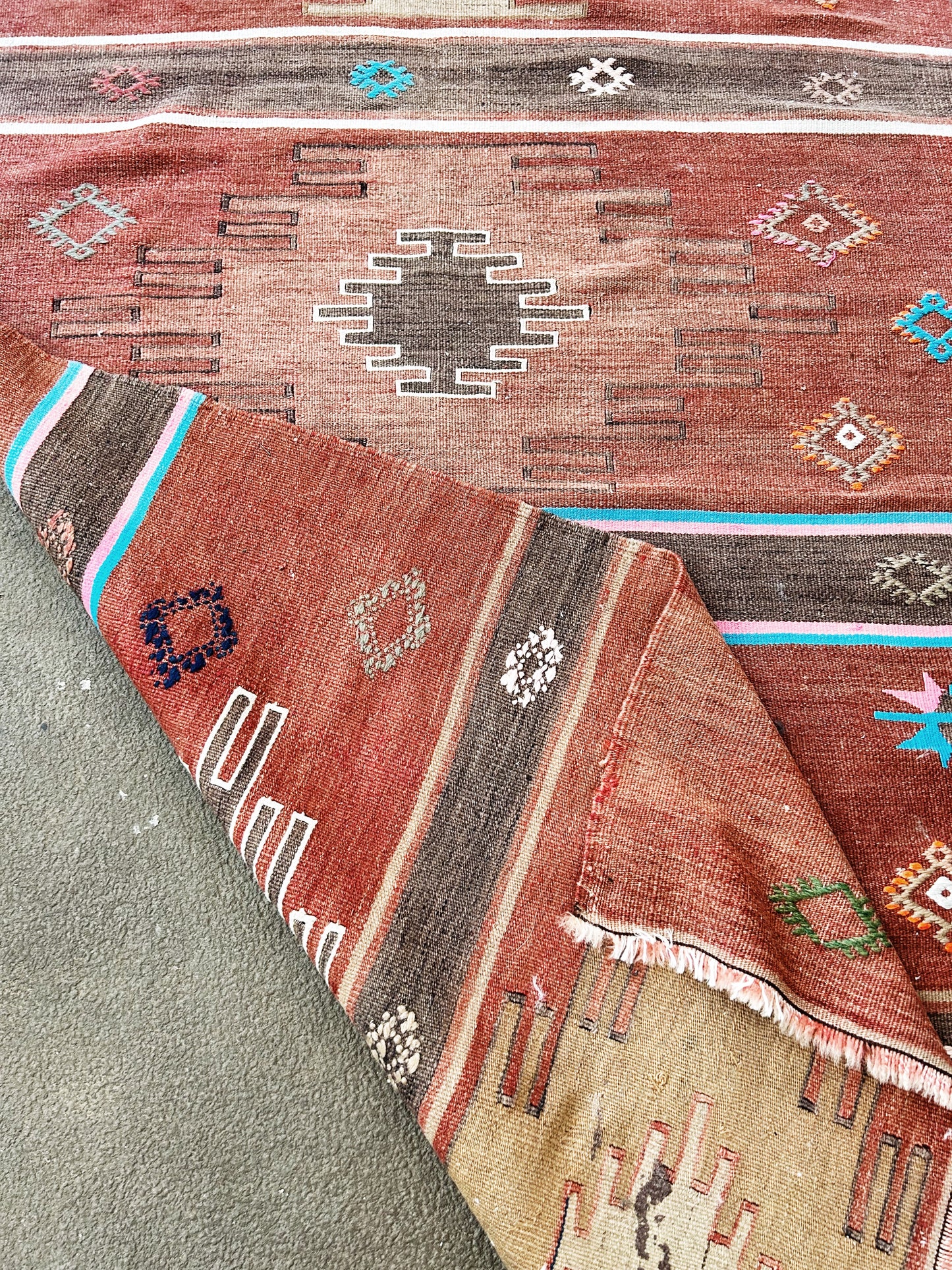 Vintage Flat Weave Wool Rug