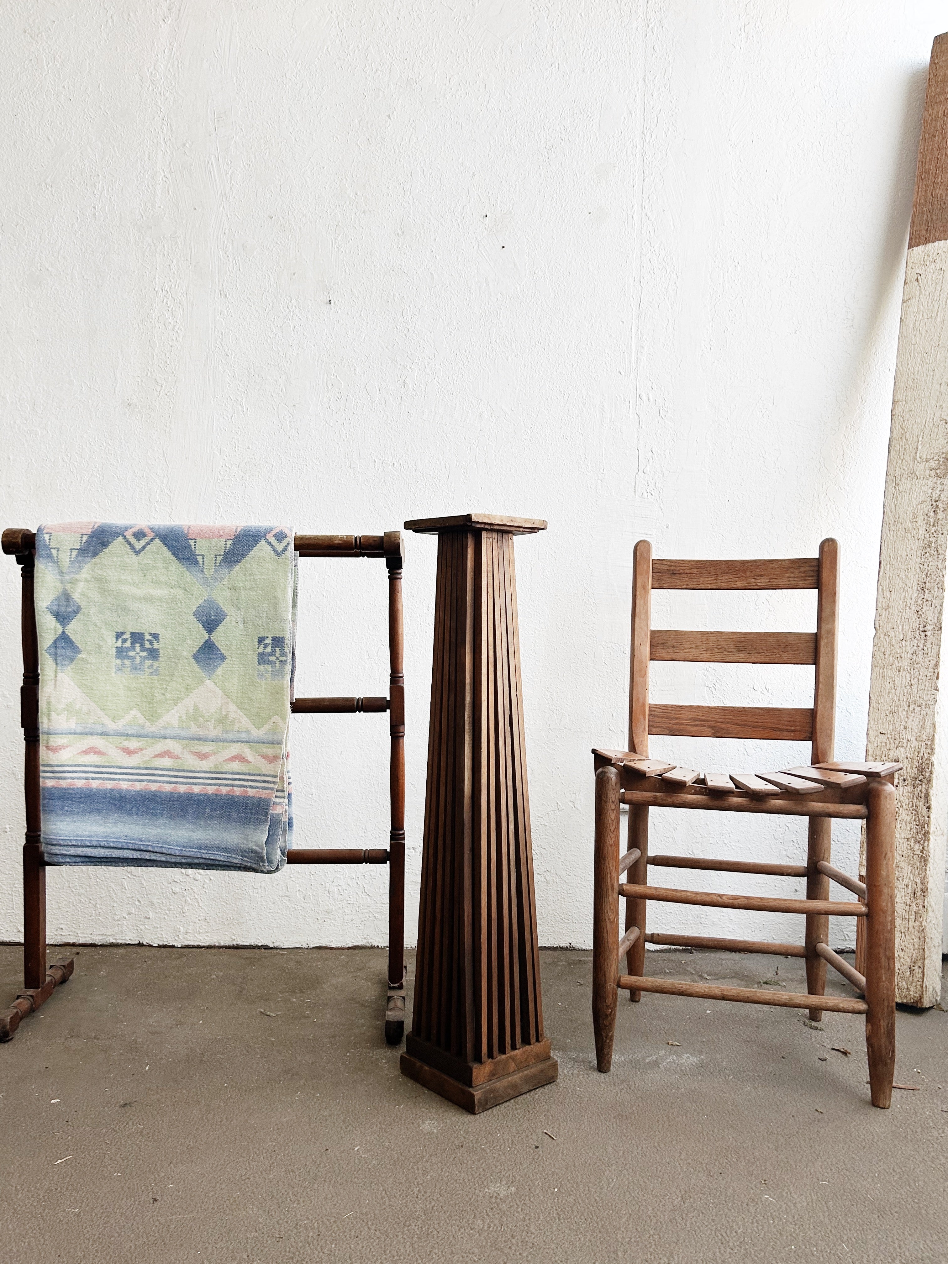 Antique Wood Slatted Pedestal - Thumbnail 3