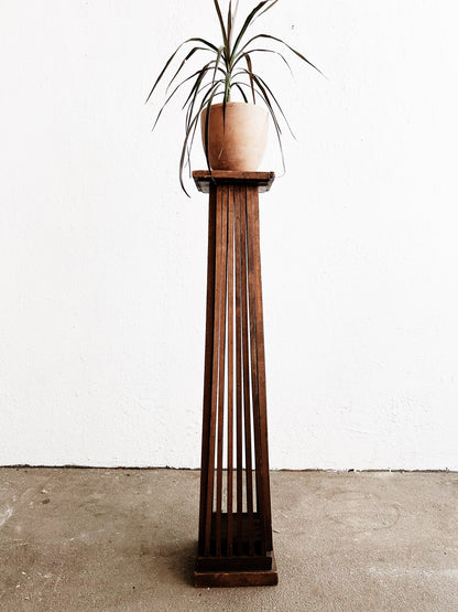 Antique Wood Slatted Pedestal