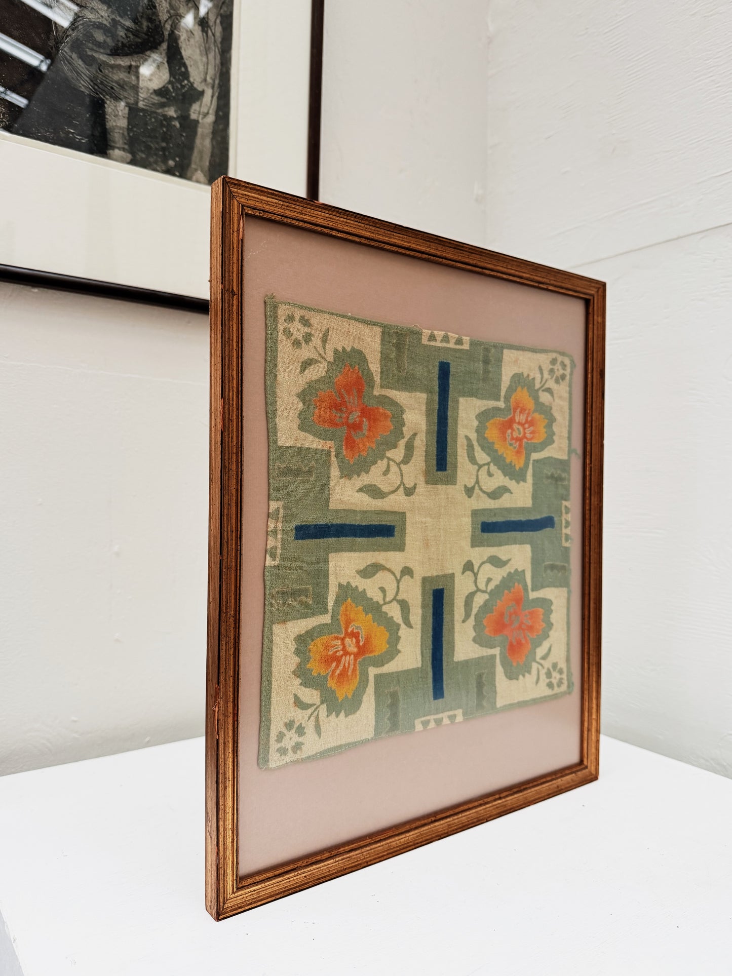 Framed Art Deco Silk Textile