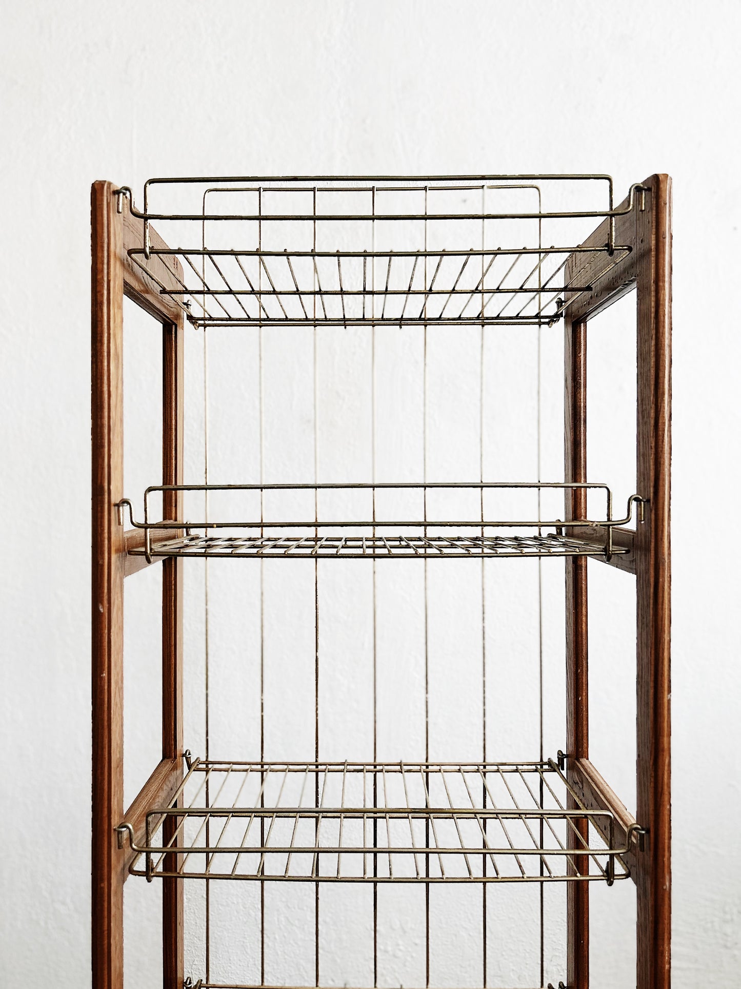 Folding Wood and Brass Shelf