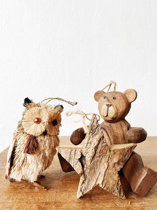 Set of Vintage Oversized Folk Art Ornaments