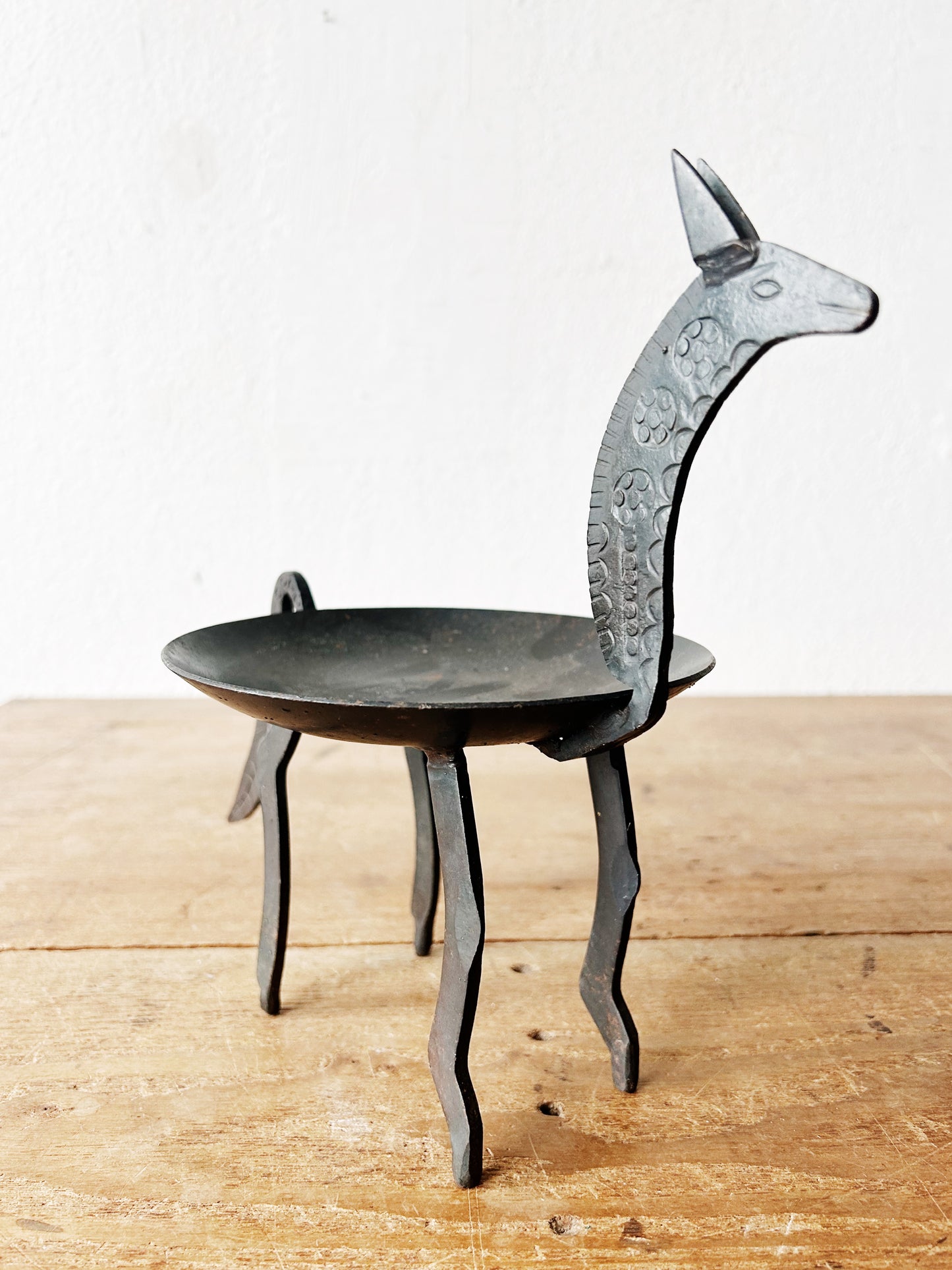 Iron Folk Art Catchall Dish or Candle Holder
