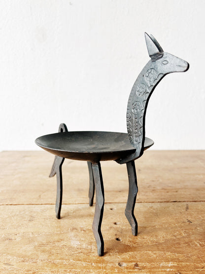 Iron Folk Art Catchall Dish or Candle Holder
