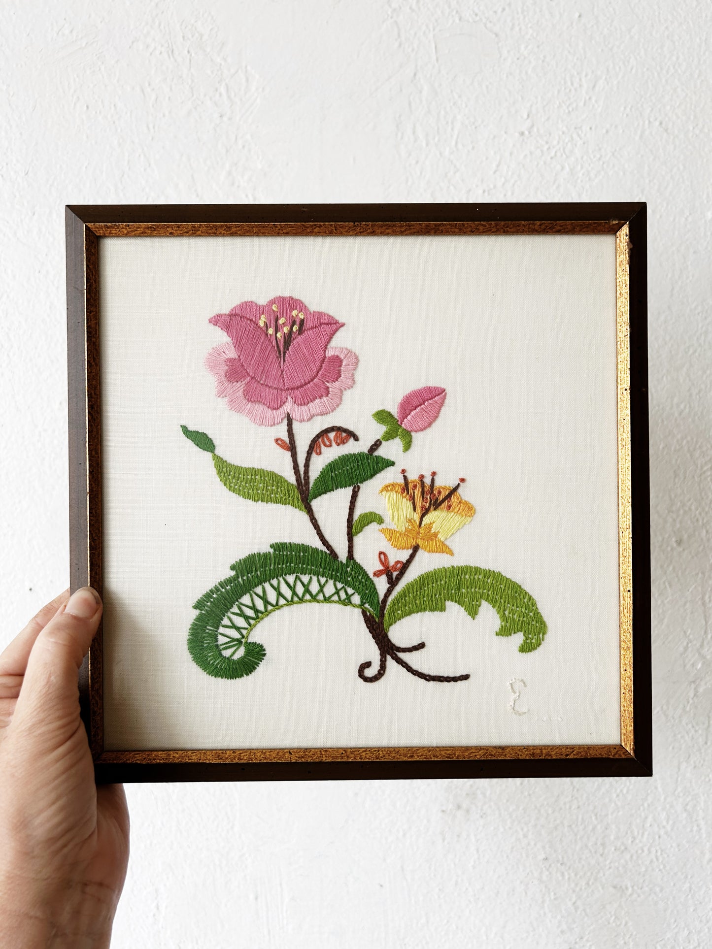Vintage Framed Embroidery Art