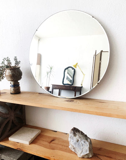 Vintage Round Industrial Edge Mirror