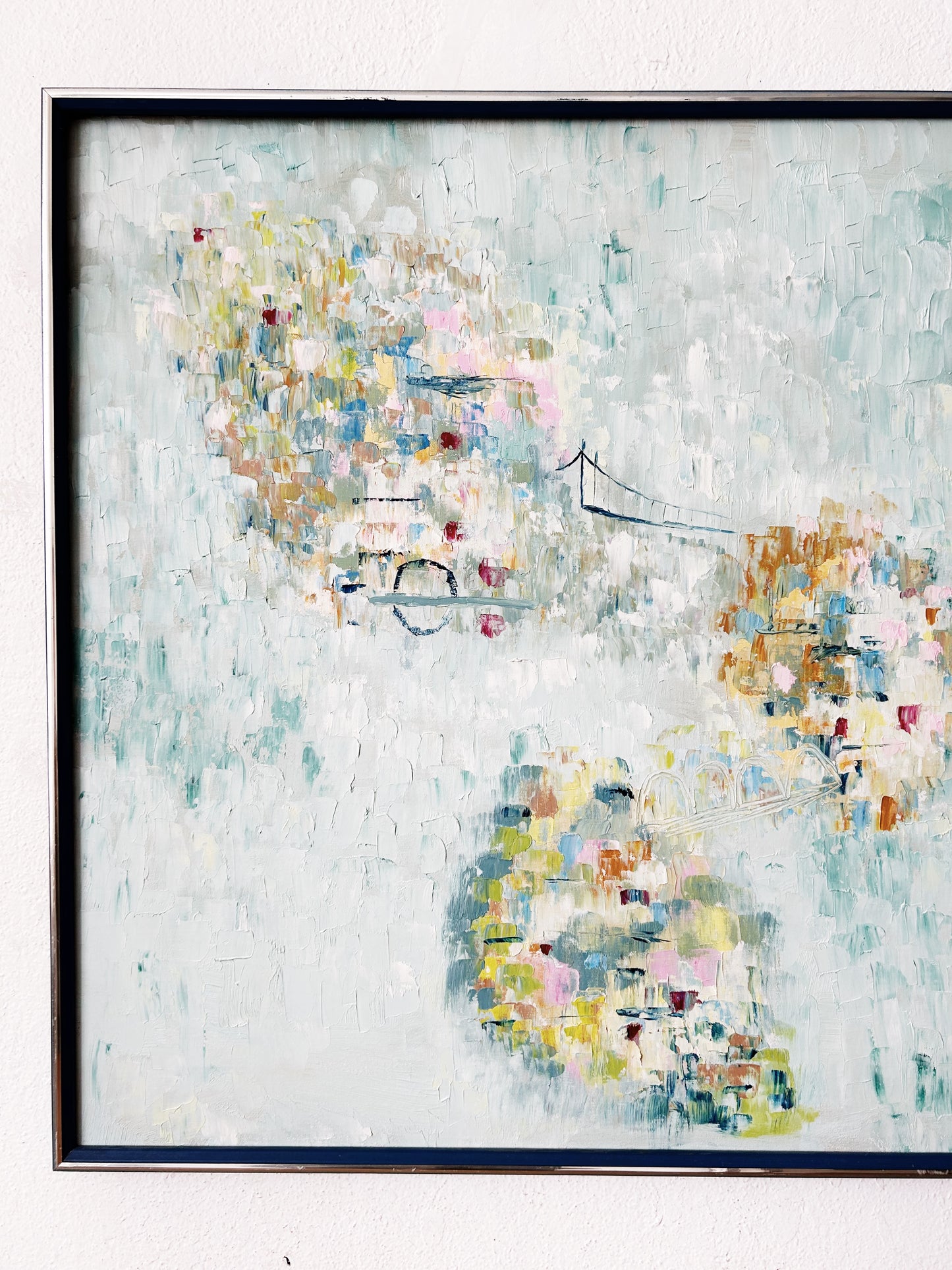 Large Framed Mid Century Oil Abstract