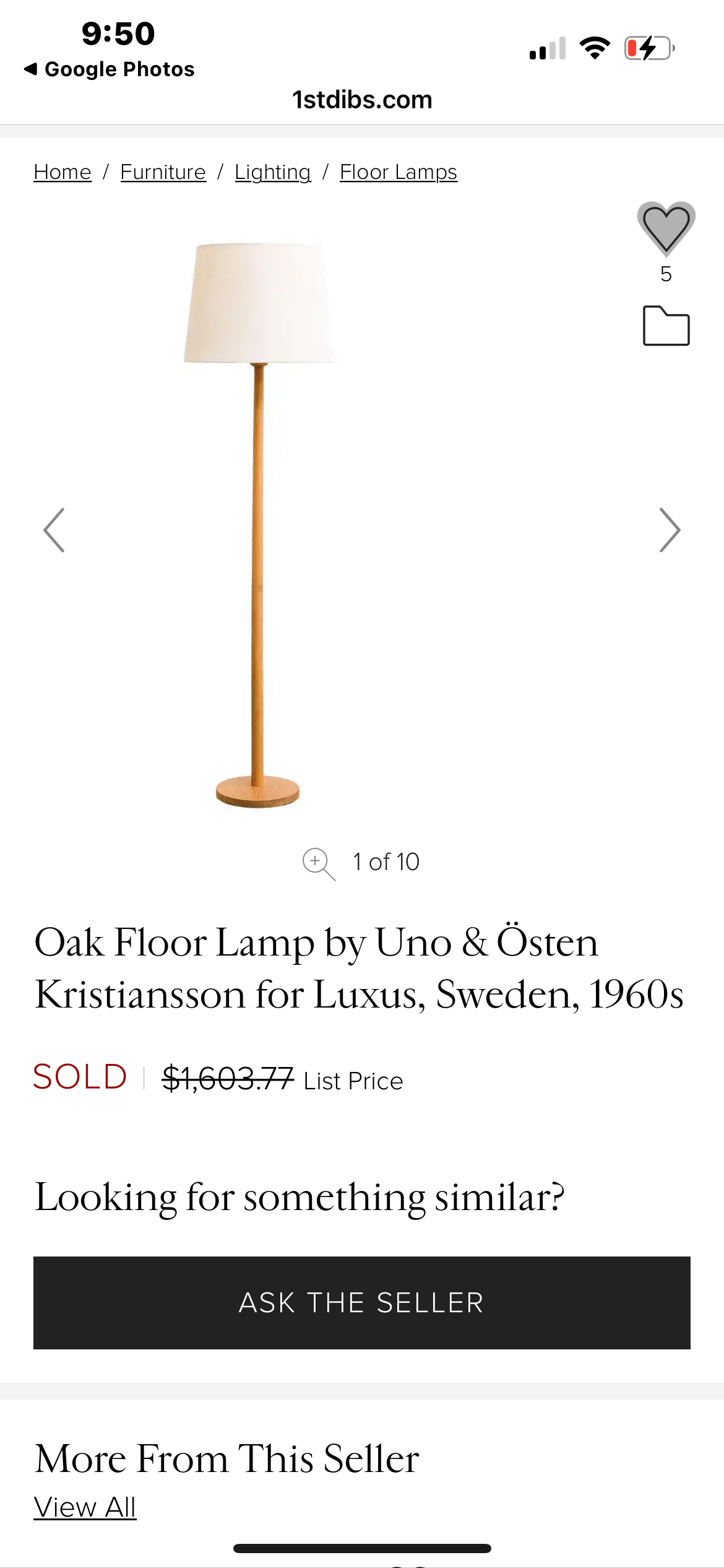 Mid Century Floor Lamp Sweden